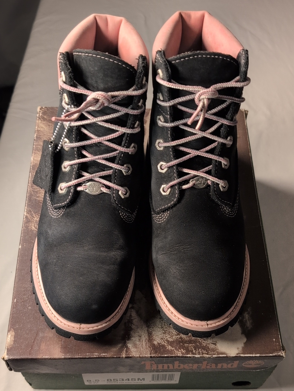 Timberland Black and Pink Lace-Up Boots